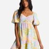 Women * | Be Mine Babydoll Dress For Women Billabong Hot Selling White/Multi