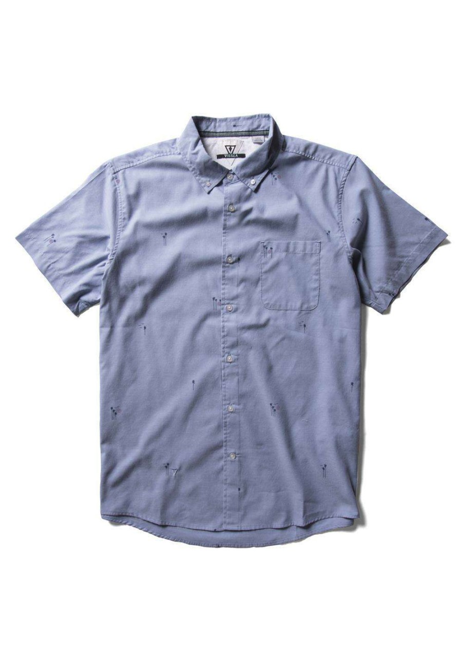 Men * | Palm Away Eco Ss Shirt For Men Vissla Clearance Faded Denim