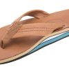 Women * | Classic Leather Double Arch Sandals For Women Rainbow Top Sellers Tan/Blue