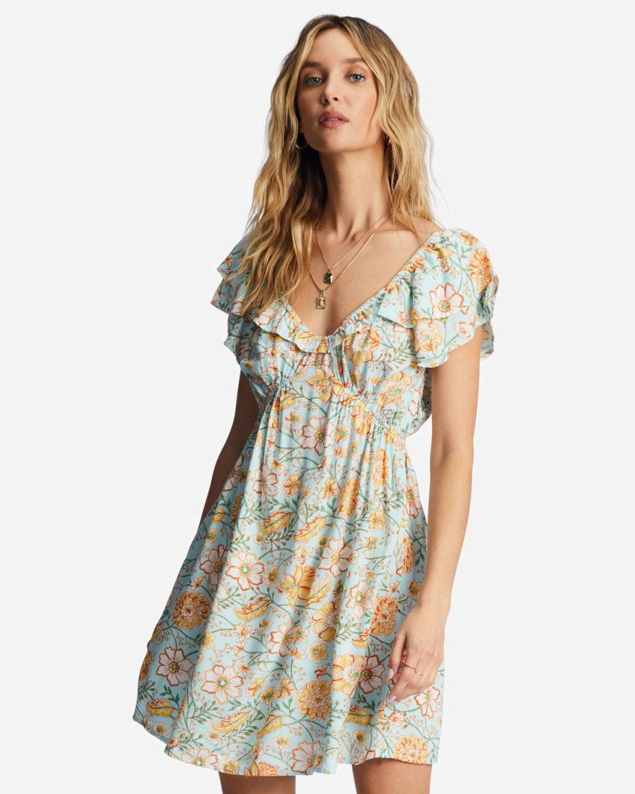 Women * | Enchant Me Mini Dress For Women Billabong Best Price Pure Aqua