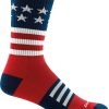 Men * | Captain Stripe Micro Crew Lightweight Hiking Socks For Men Darn Tough Special Style Stars And Stripes