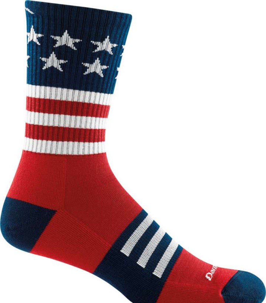 Men * | Captain Stripe Micro Crew Lightweight Hiking Socks For Men Darn Tough Special Style Stars And Stripes