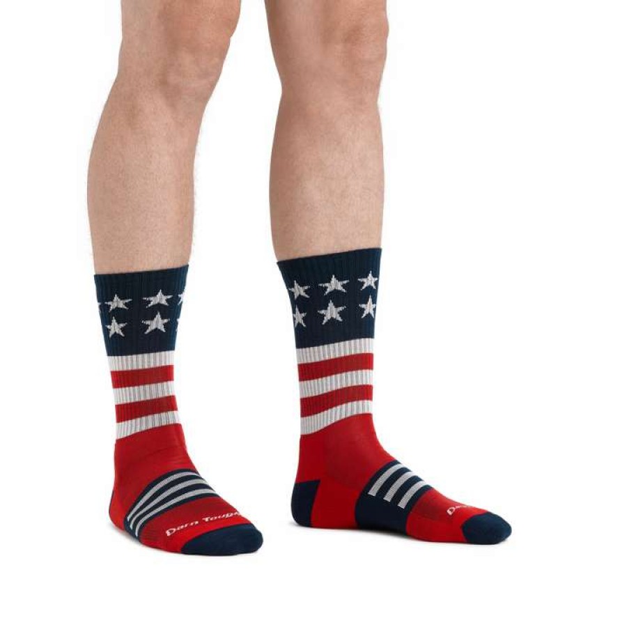 Men * | Captain Stripe Micro Crew Lightweight Hiking Socks For Men Darn Tough Special Style Stars And Stripes