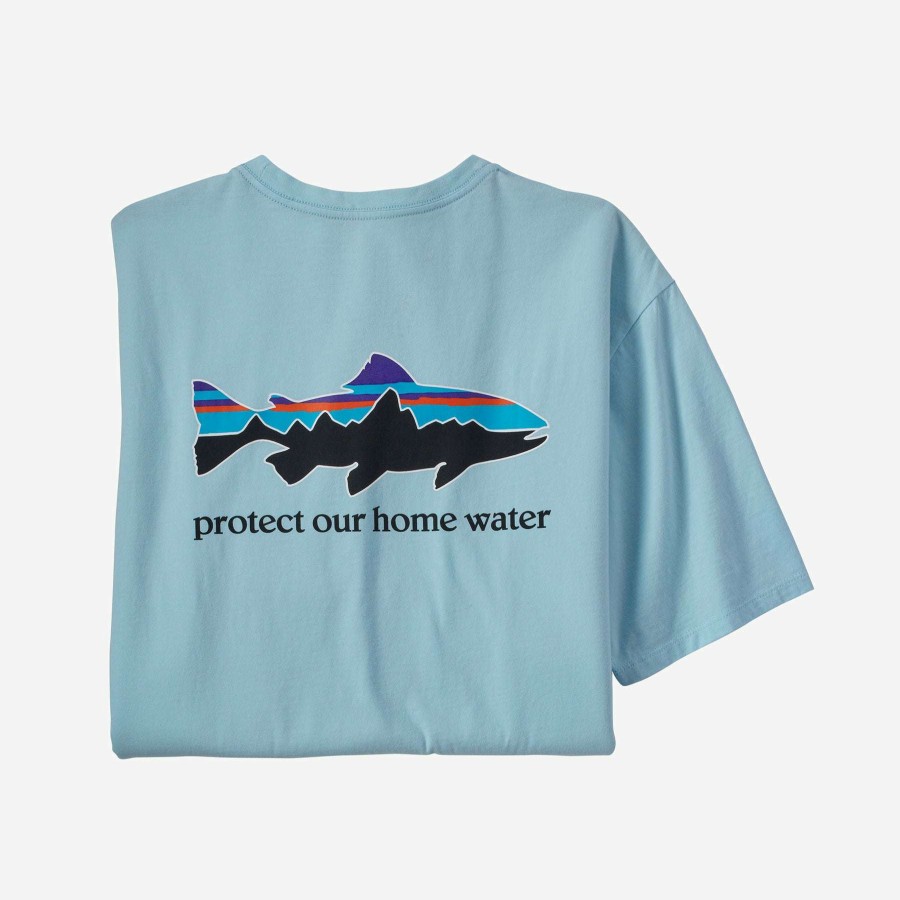 Men * | Home Water Trout Organic T-Shirt For Men (Past Season) Patagonia 100% Guarantee Fin Blue