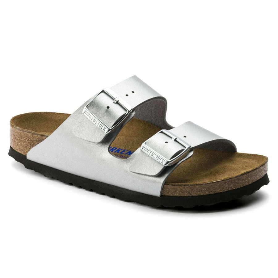 Women * | Arizona Soft Footbed Birko-Flor Sandals For Women Birkenstock Latest Fashion Silver