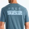 Men * | Wave Camo Short Sleeve T-Shirt For Men Free Fly Apparel Classical Heather Slate Blue