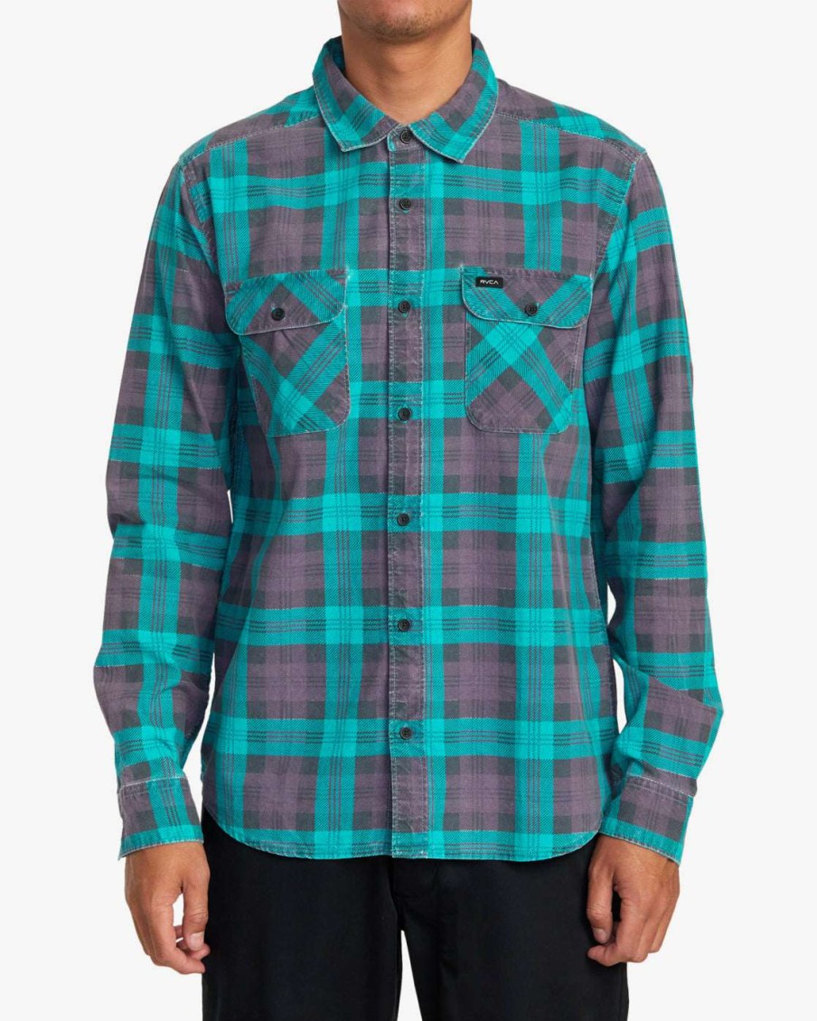 Men * | Panhandle Flannel Shirt For Men Rvca Best Price Purps