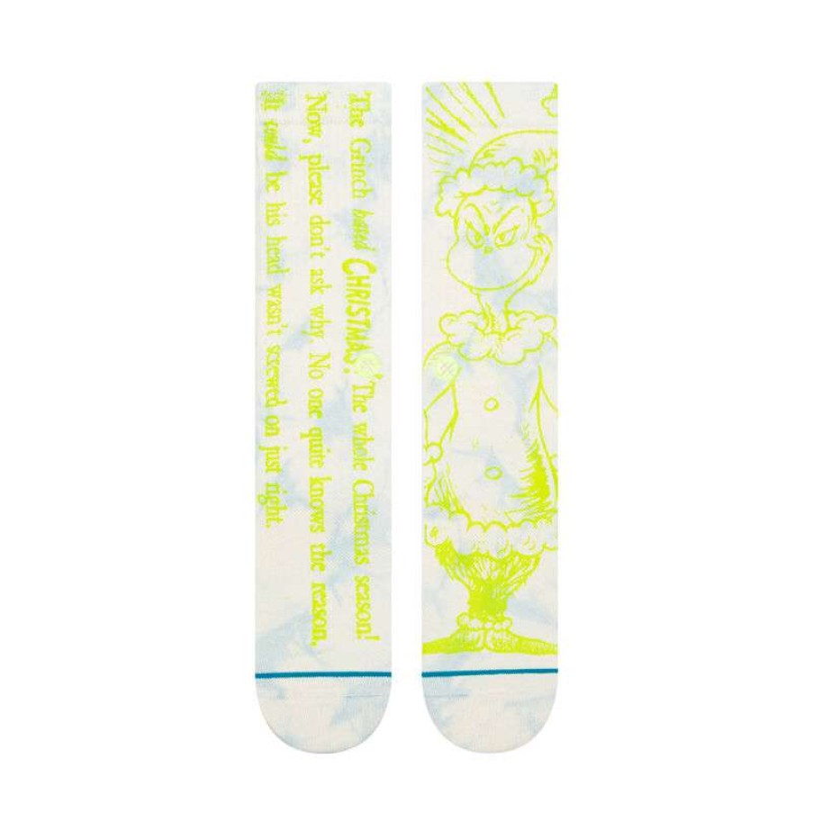 Men * | Merry Grinchmas Crew Socks For Men Stance Hot Selling Off White