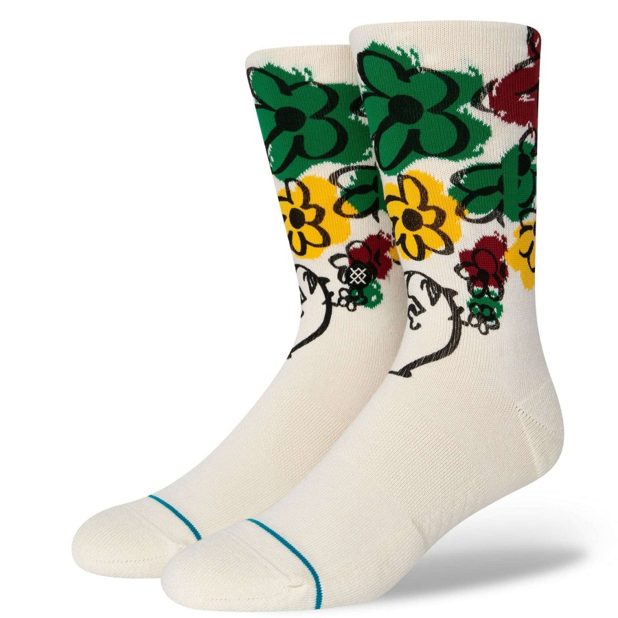 Men * | Russ Pope Crew Socks For Men Stance Hot Selling Off White