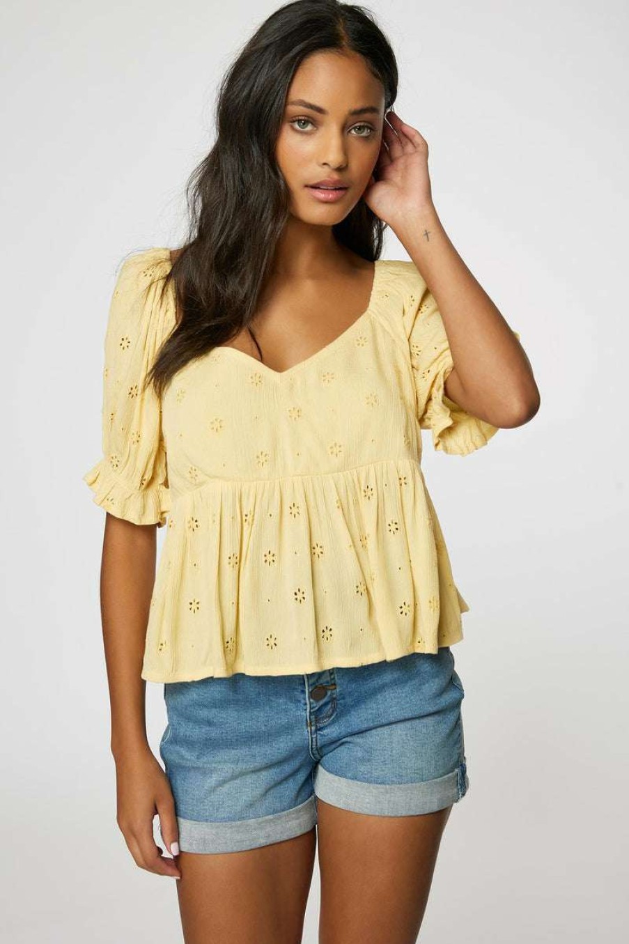 Women * | Isabel Eyelet Top For Women O'Neill Sale Online Straw