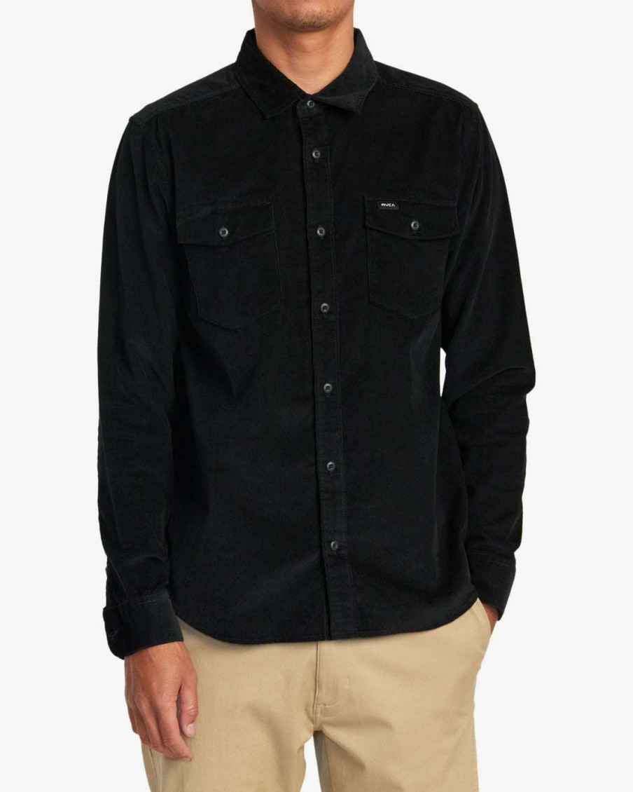 Men * | Freeman Corduroy Long Sleeve Shirt For Men Rvca Quick Delivery Black