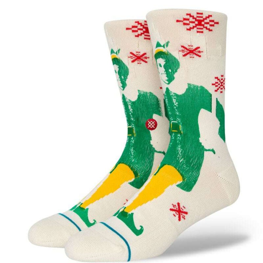 Men * | Buddy The Elf Crew Socks For Men Stance Crazy Deals Off White