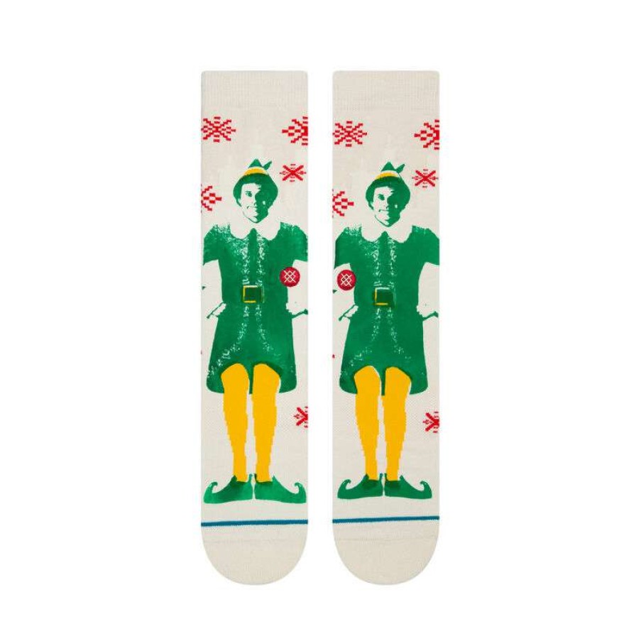 Men * | Buddy The Elf Crew Socks For Men Stance Crazy Deals Off White