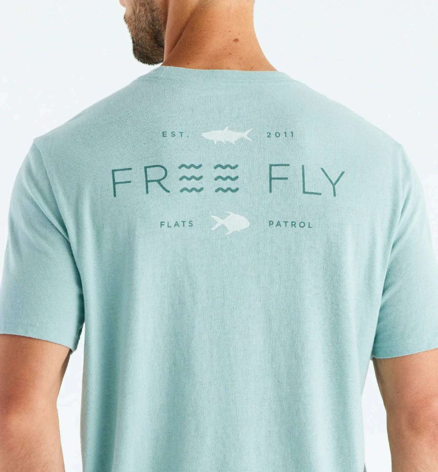 Men * | Tropic Hangout Short Sleeve T-Shirt For Men Free Fly Apparel Exclusive Design Heather Ocean Mist