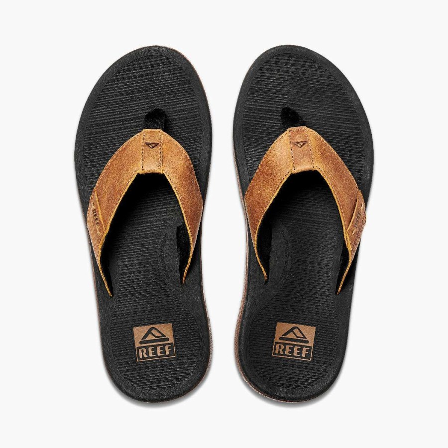 Men * | Santa Ana Leather Sandal For Men Reef Exclusive Black/Tan