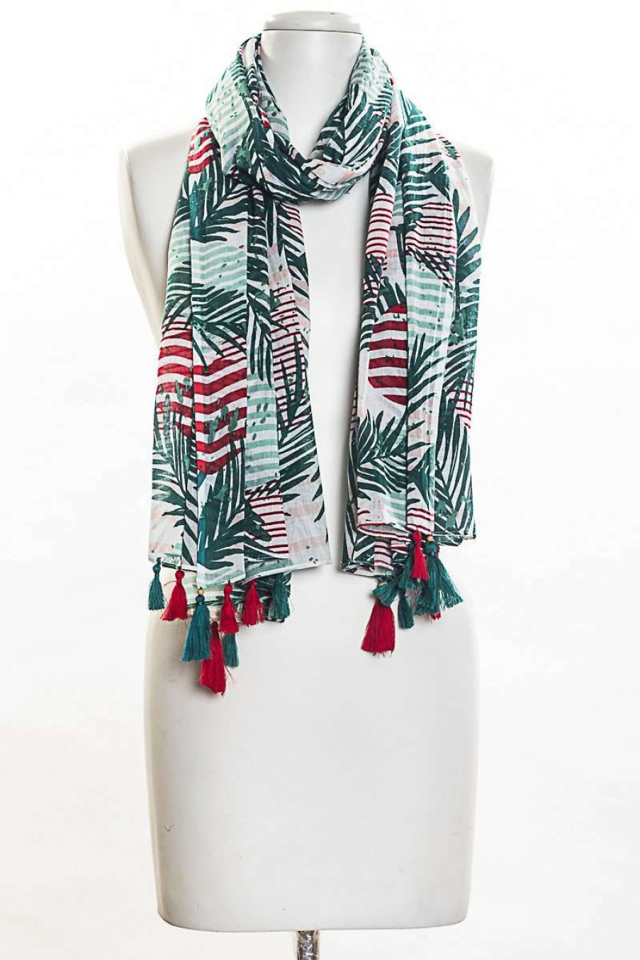 Women * | Tropic Stripes Scarf For Women Vsa Special Offers Green