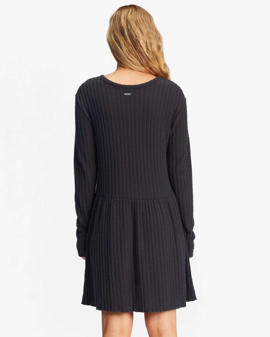 Women * | Always Lounging Knit Dress For Women Billabong Exclusive Off Black